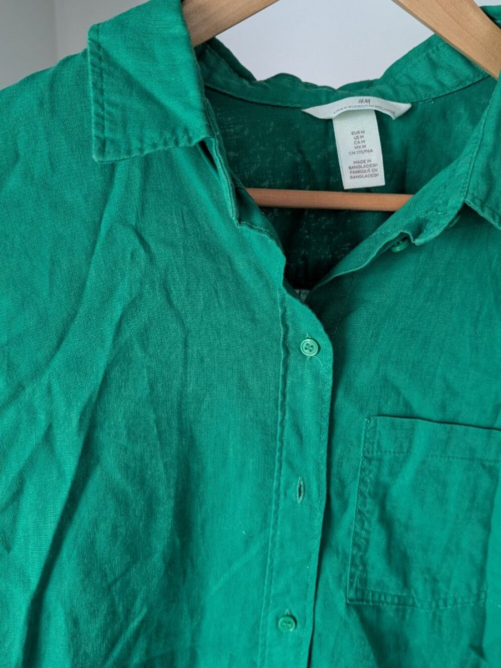 Oversized Green Linen Blend Button Up - Picture 12 of 12